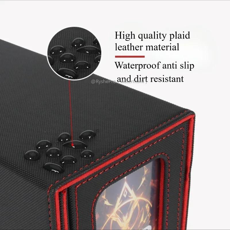 Durable Card Storage Box with Dice Tray 200+ Double Sleeved Cards Design for MTG Commander Deck Box with Sideloading Card Tray