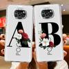 Transparente Hülle für Xiaomi Mi Poco X3 NFC M3 Pro F3 F1 11 Lite 12 Redmi Note 10 9S 8 7 9 Weiche Handyhülle Buchstaben DIY Blume