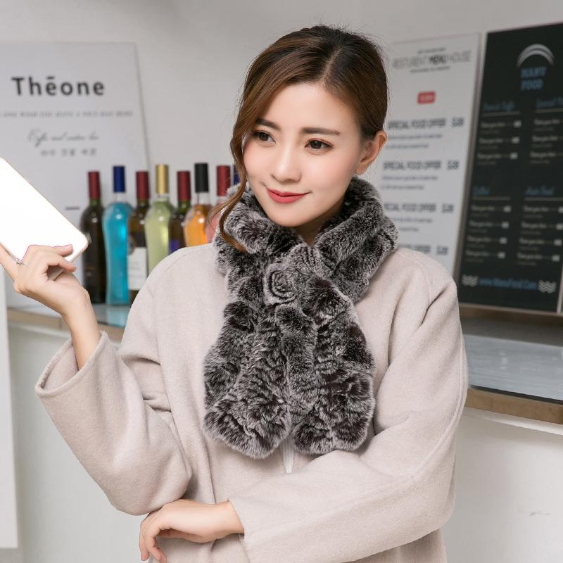 Women Scarf Winter Fur Scarf Real Rex Rabbit Fur Korea Muffler Scarf Ladies Mufflers