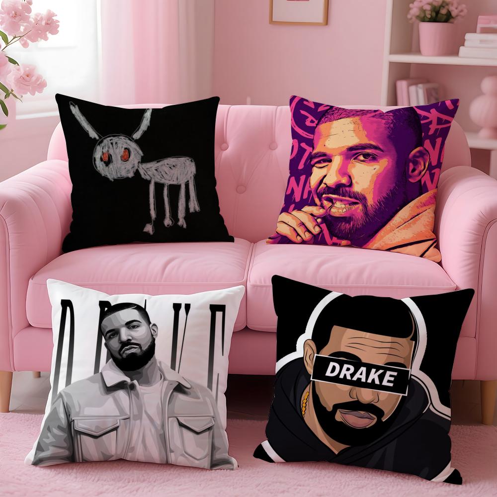 Pikpaka Rapper D-Drakes Cushion Cover Plush Fabric Soft Double-Sided Printed Sofa Warm Winter Home Gift Pillow Cover