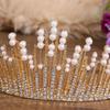 Trendy Wedding Crown for Bridal Headpiece Pearls Crystal Tiaras and Crowns Bride Tiara Wedding Hair Accessories Bridal Jewelry