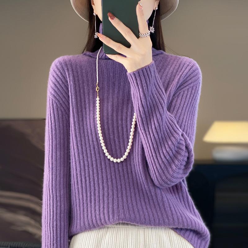 Women Sweater 100% Wool MODERN NEW SAGA Turtleneck Knit Pullover Thick Winter Jumpers Female Knit Tops
