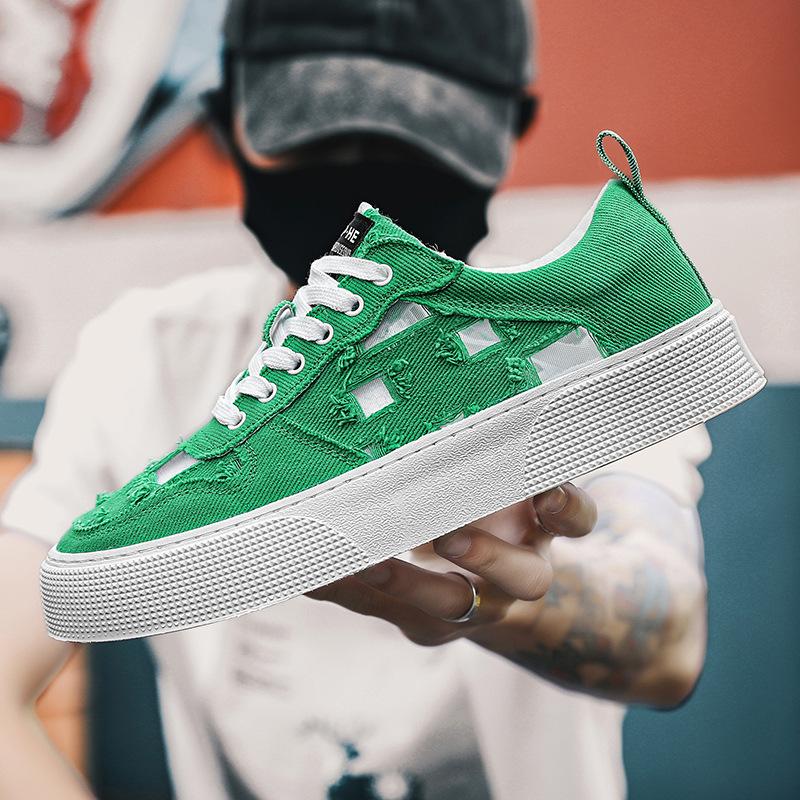 New Men's Shoes Summer Breathable Lace-up Cloth Shoes Men's Sports and Leisure Shoes Little White Shoes Versatile Board Shoes