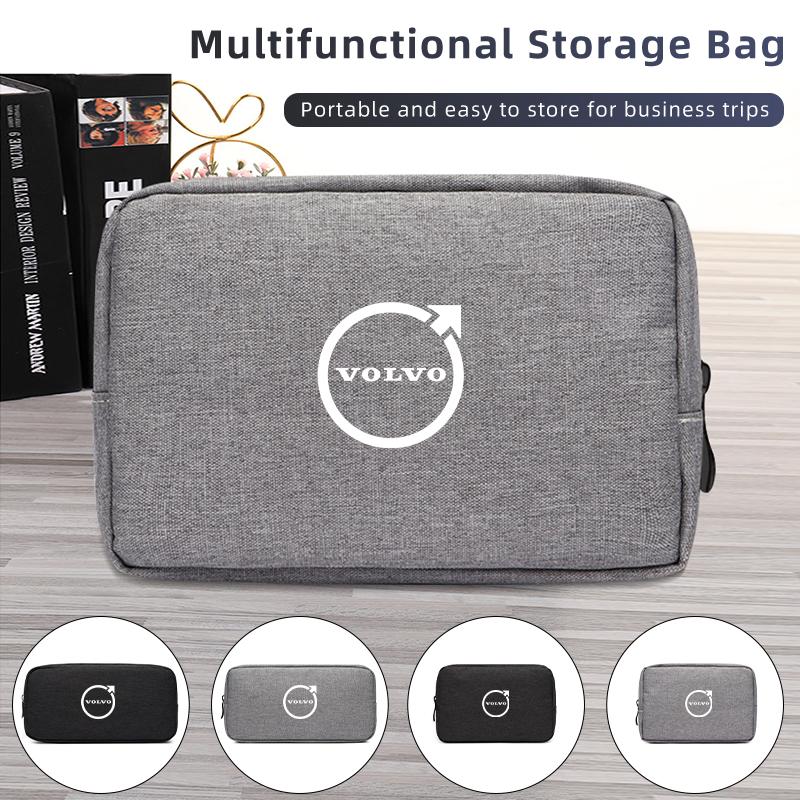 Cars Accessories Three-layer Charger Data Cable Organizer Bag For Volvo XC60 S60 V40 V60 XC40 V70 XC90 V90 V50 S90 S80 C30 S40