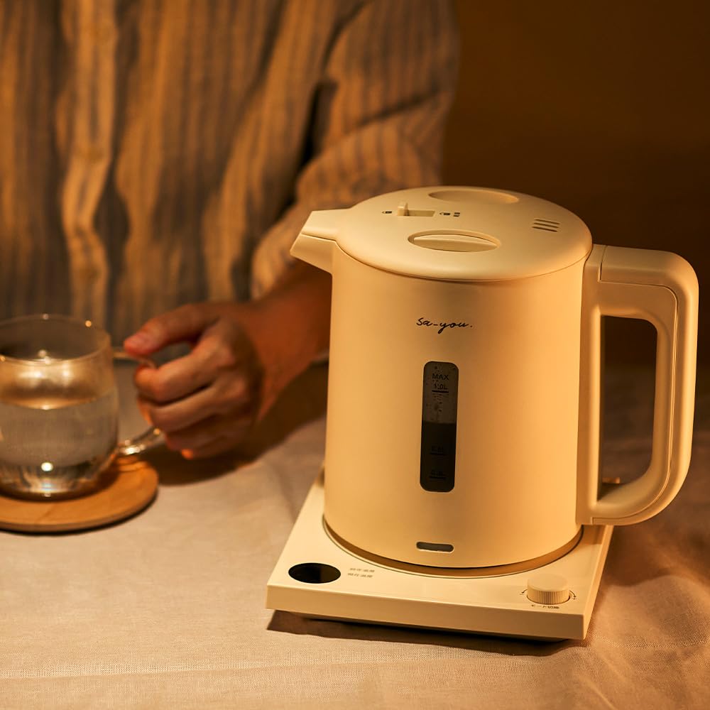 Doshisha Electric Kettle, Hot Water Senka, 1.0L, Anti-Tipping, Dial and Push-Button Operation, Gray, EKZ-102MSG