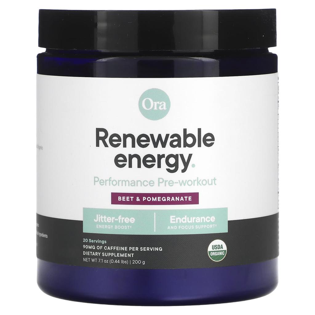Renewable Energy, Pre-Workout Performance Boost, Beet & Pomegranate, 200G (0.44Lb)