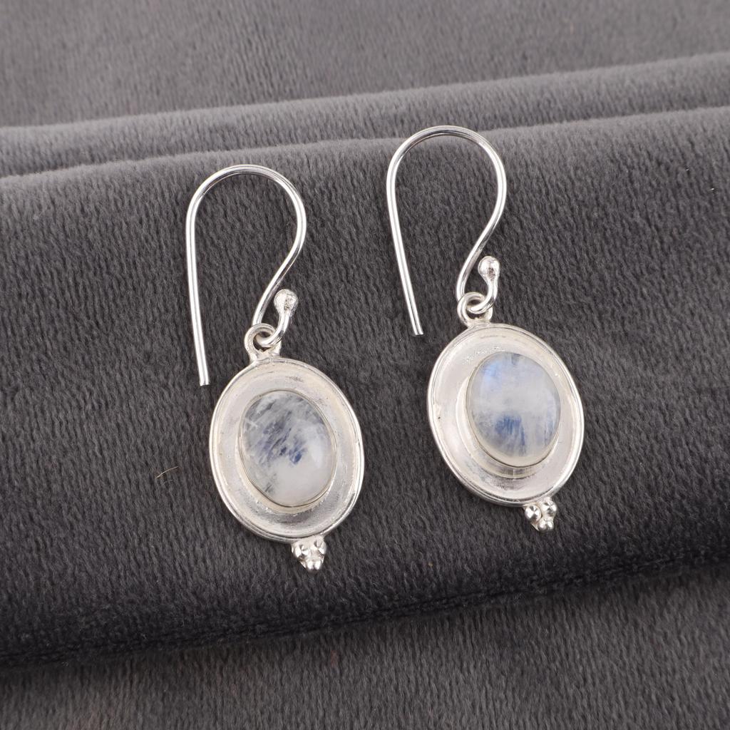 Regenbogen-Mondstein Ohrringe Edelsteinschmuck, 925 Sterlingsilber Ohrringe, Handgefertigte Wunderschöne Schmuckohrringe Geschenk für Frauen