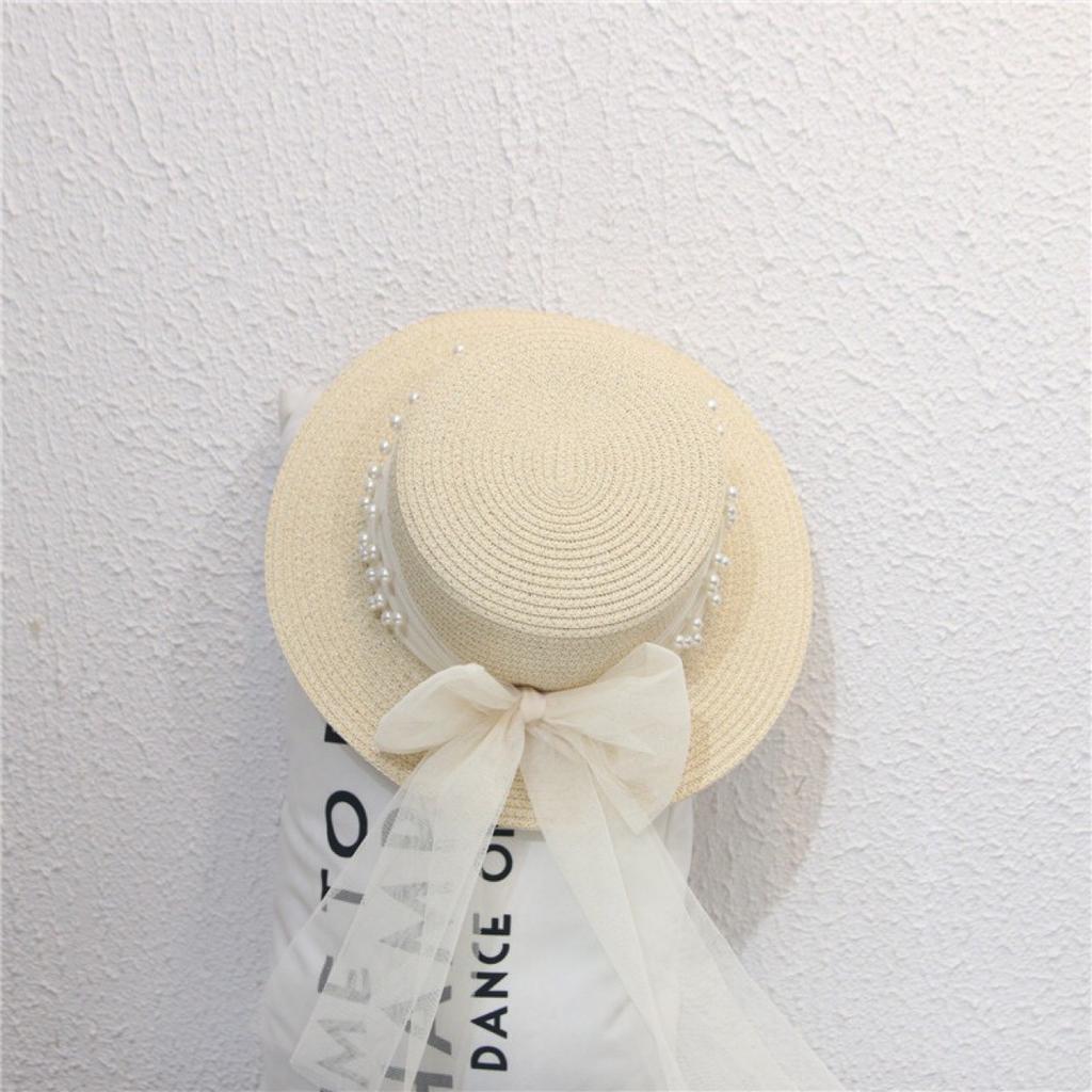 Lace Bow Big Brim Straw Hat Spring and Summer New Sunscreen Beach Sun Hat Fresh and Sweet Bucket Hat