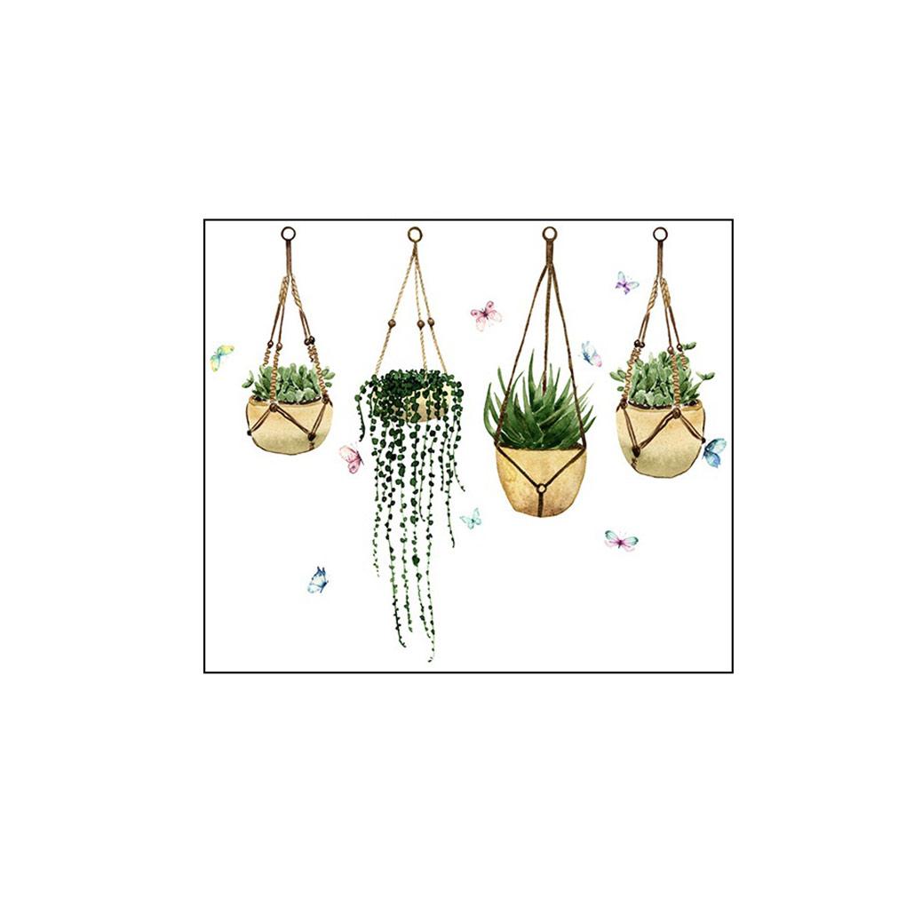 

1PC Plant Window Sticker Exquisite PVC Household Self-adhesive Dual-sided Potted Plants Glass Decal Scene Layout Accessory