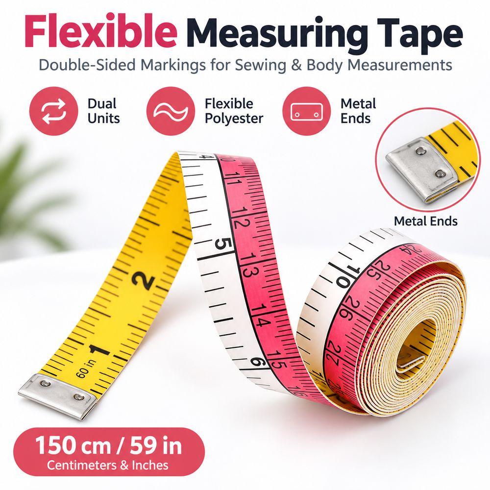 Double-Sided Markings Body Measuring Ruler 150cm Flat Ruler for Sewing and Body Measurements