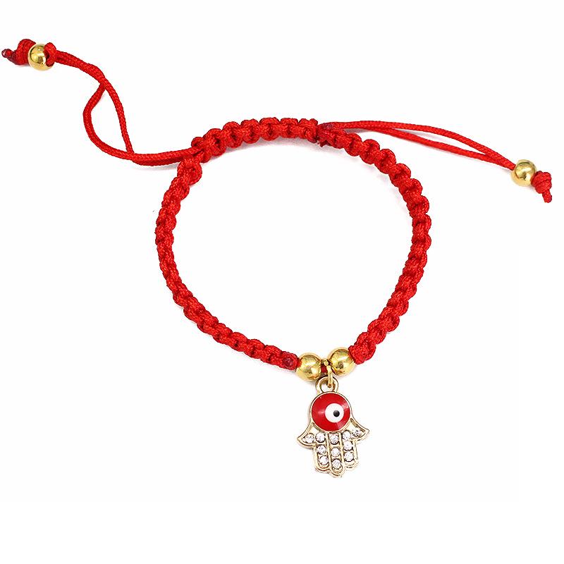 

European and American Turkish Eye Pendant Bracelet with Red Hand-Woven Rope