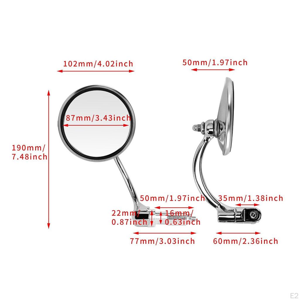 2x Motorcycle Mirror Accessories Direct Replace Sturdy Easy Installation High Performance Compatible