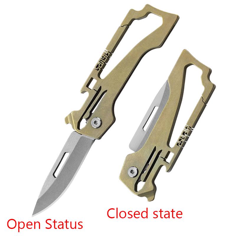 Kitchen Knife High Hardness Pocket Knife Multifunctional Folding Knife Key Chain Mini Titanium Alloy EDC Knife Peeling Knife