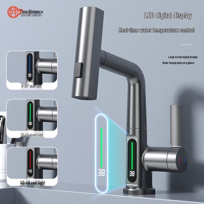 LINGJULI Pull-Out Basin Faucet with Digital Display