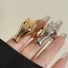 Light Luxury Exaggerated Personalized Metal Horse Head Ring Zircon Inlay Horse  European American Style Ring Jewelry