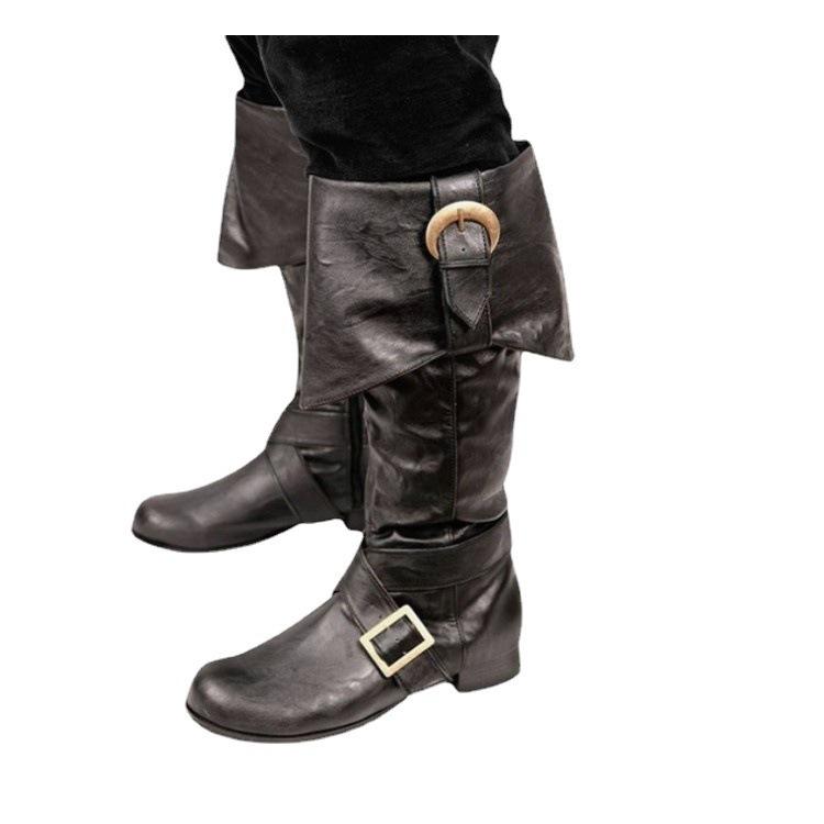 WISH Autumn and Winter Belt Buckle Locomotive Boots Large Size High Boots Low Heel Men and Women
