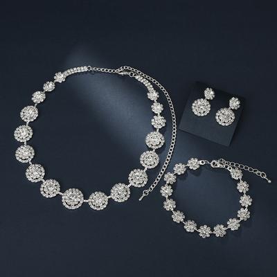 Jewelry Set Luxury Wedding Women'S Jewelry Round Water Diamond Necklace Stud Earring Set