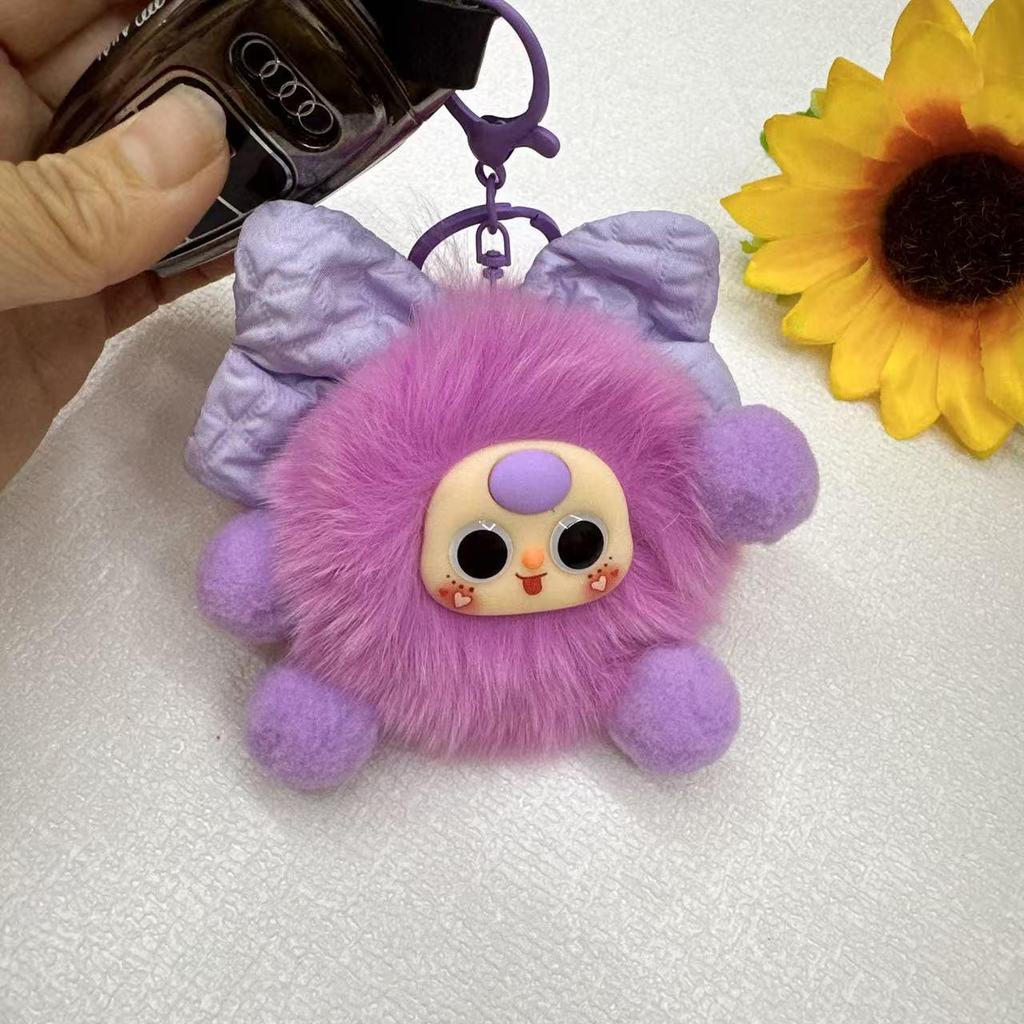 Adorable Fox Fur Pom-Pom Elf Doll Keychain Pendant