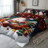 3pcs Christmas Bedding Set - Santa & Snowman Print Duvet Cover and Pillowcases, Breathable Polyester, Machine Washable