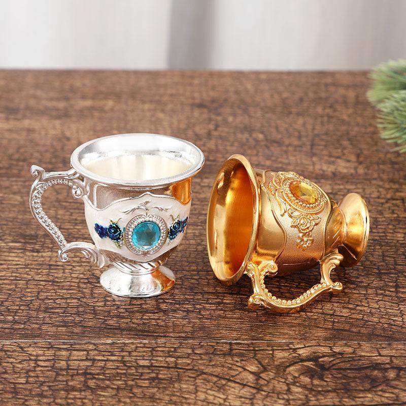 Home Metal White Wine Cup Alloy Pattern Gem Decorative Wine Set A Variety of Options