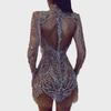 2025 Summer European & American Women's Gold-Accented Backless Transparent Miniskirt