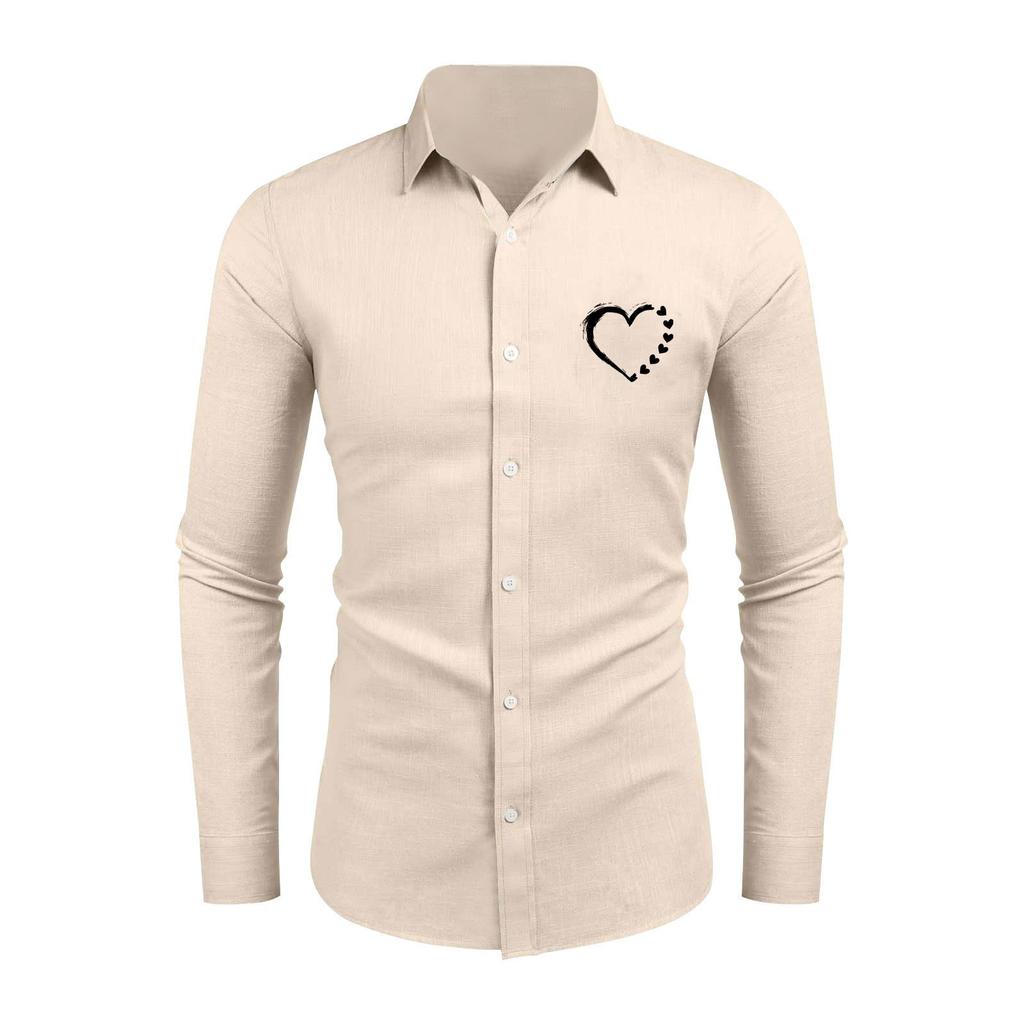 Men'S Casual Loose Fitting Long Sleeved Shirt Fashionable Lapel Shirt Top