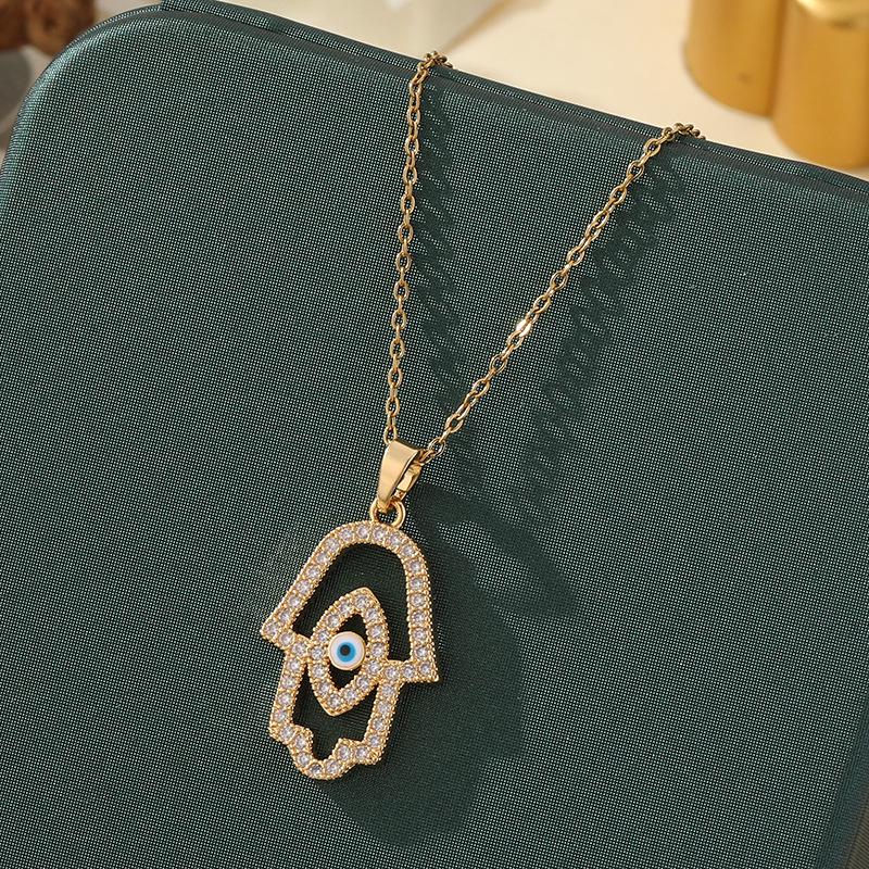 Beliebte Halskette mit blauem bösen Blick aus Titanstahl für Damen – Vielseitiger und personalisierter Schlüsselbeinkettenschmuck