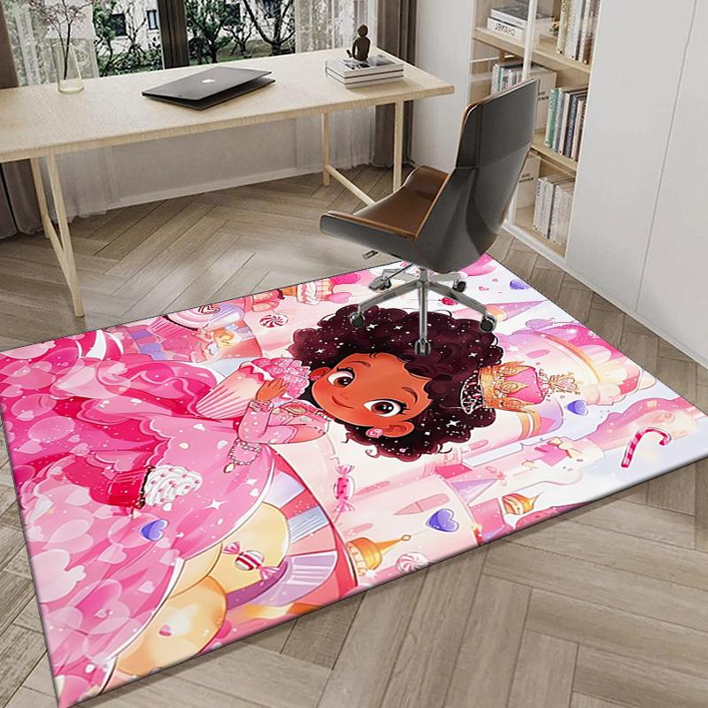 Black Princess Magic Celebration Carpet, Chair Rug,Rug for Office Bedroom living rooms, Doormat decor Fan Gift Christmas Gift