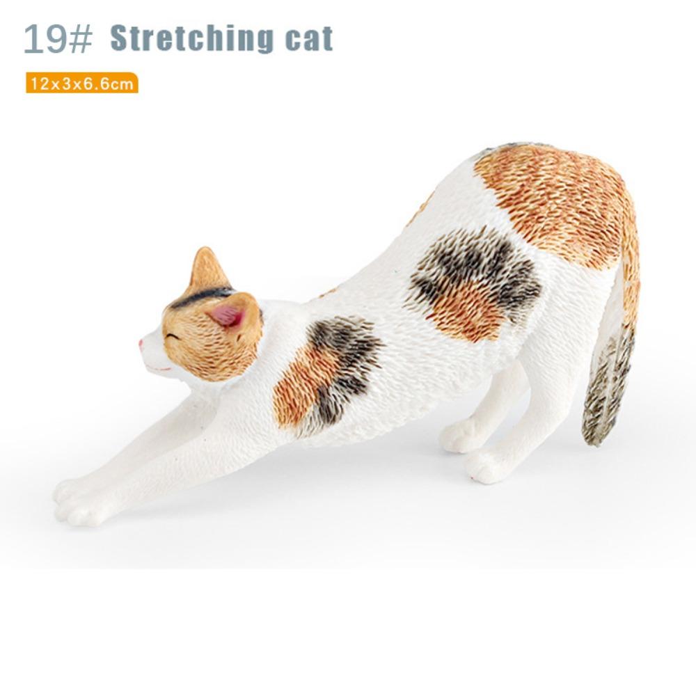 PVC Simulation Cat Model Devon Curly Cat Lifelike Cat Action Figures Sleepy Stretching Cat Simulation Pet Desktop Ornament