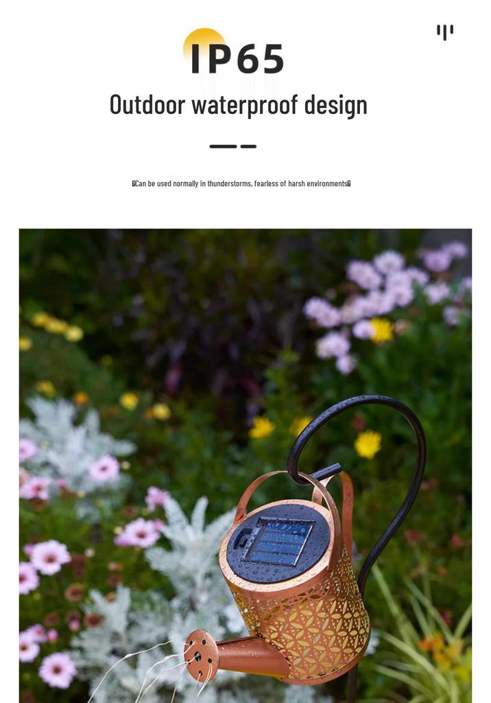 Angel Garden Outdoor Solar Courtyard Light - Copper Coin Kettle Design