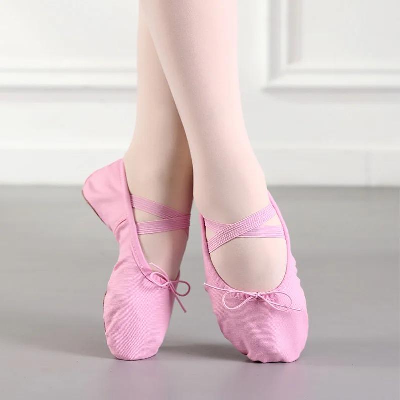Girls Ballet Shoes Canvas Flat Ballet Dancing Slippers Dance Shoes For Adult Women Kids Children Classic Split-Sole Soft 30 розовый