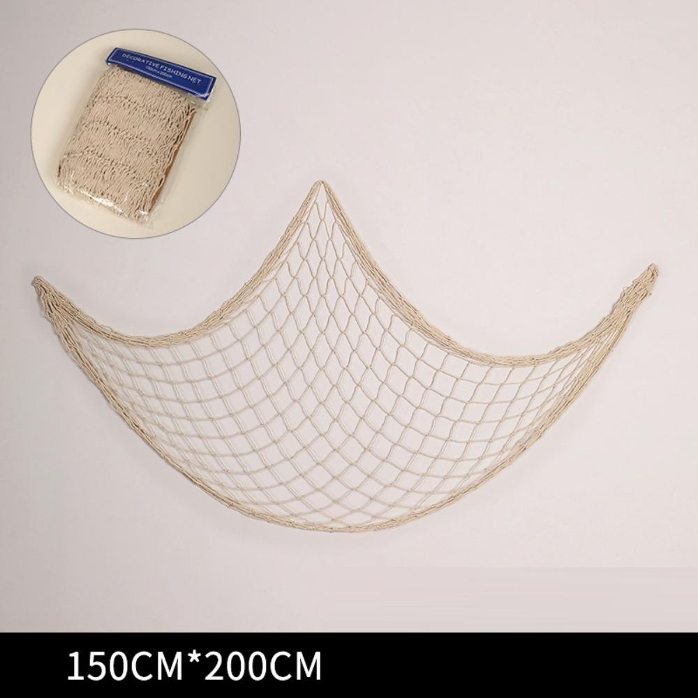 Wall Mounted Photo Hanging Fishing Net with Shells Coastal Style Net Display Wall Decor Bohemian Multi-size Beach Theme Decor