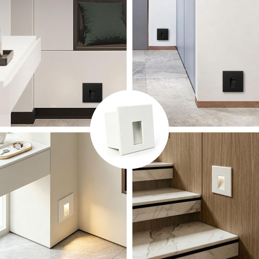 LED Stairs Wall Light Recessed Step Lamp 3W Square Embedded AC85-265V Indoor Entrance Hallway Foyer Ladder Night Light Home Corr
