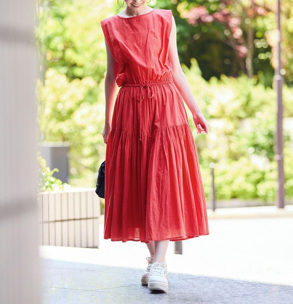 Seil Picknick Baumwollvoile Stufig Koordiniert GDE15800 Rot Größe 38 Kleid/Link Damen (60)