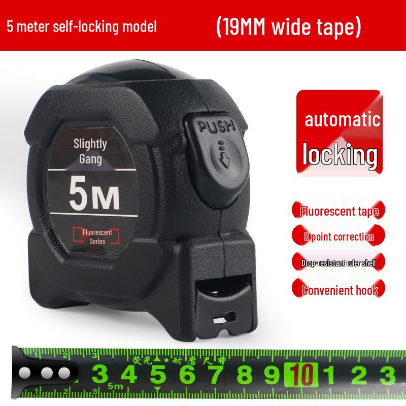 Automatic Locking Fluorescent Steel Tape Measure - Black Technology, 5m/10m, Thickened, Drop-Proof, Wear-Resistant