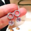 Huitan Fashion Women's Drop Earrings 2021 Trend Zircon Round Cubic Zirconia Stylish Versatile Female Zircon Statement Earrings