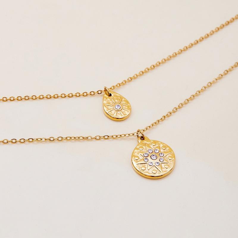 Stainless Steel Water-drop Star-shaped Pendant Necklace, Luxurious and High-end Style, Collar Chain, Titanium Steel