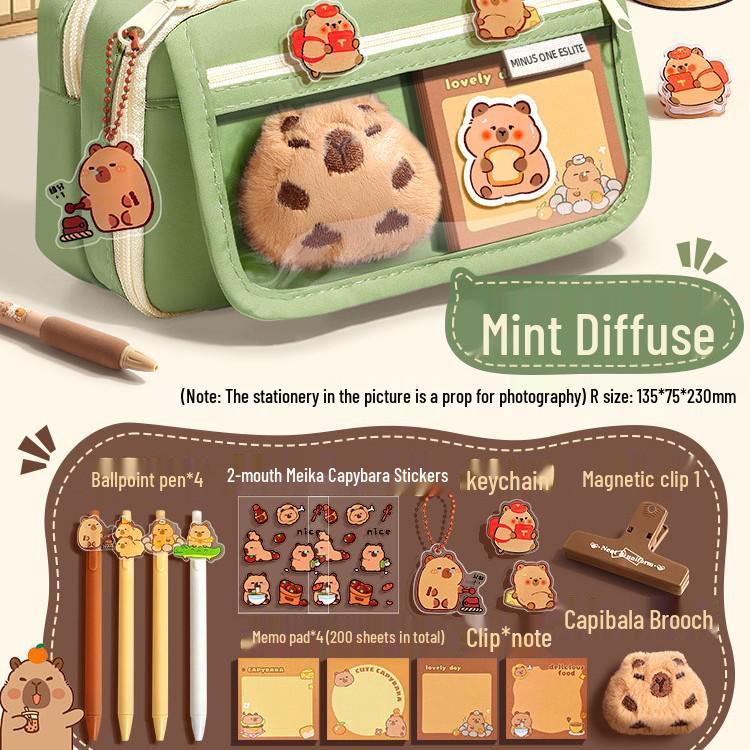 Capibara Velkokapacitní Průhledné Pouzdro na Tužky Odolné Proti Nečistotám, Roztomilé a Stylové pro Studenty Středních Škol