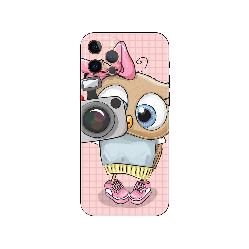 Lovely Animal Owl phone case for iphone 5 5s se 6 6s 7 8 plus x 10 XR XS 11 12 13 mini pro MAX black tpu back cover