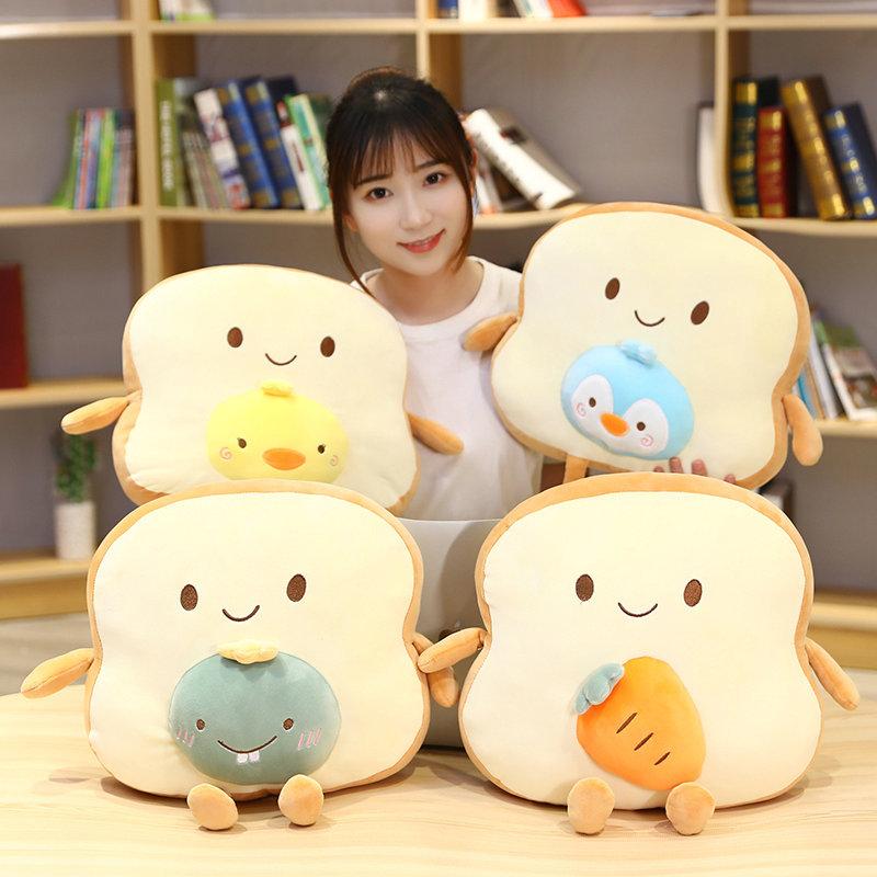 Simulation Kawaii Bread Dinosaur Toast Pendant Plush Toys Cute Doll Soft Food Cushion Pillow Birthday Gifts