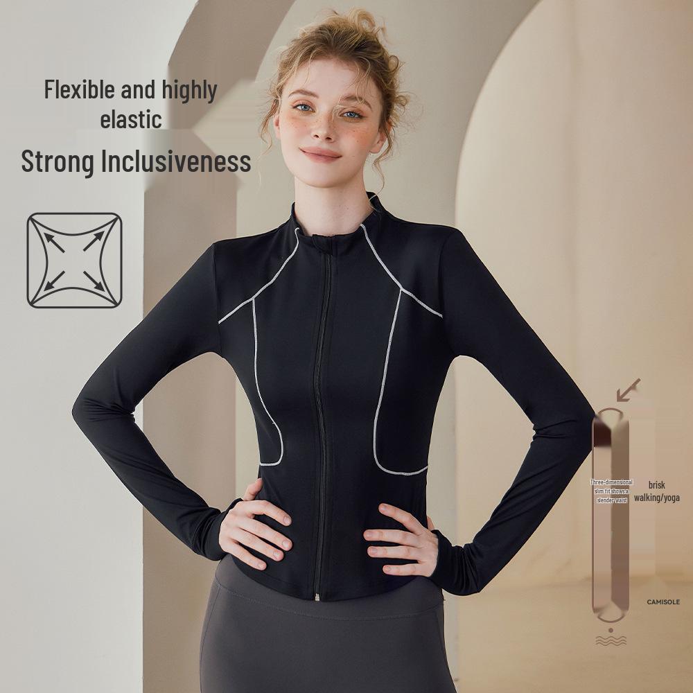 Damen High-End Outdoor Radfahren & Fitness Stehkragen Yoga Jacke