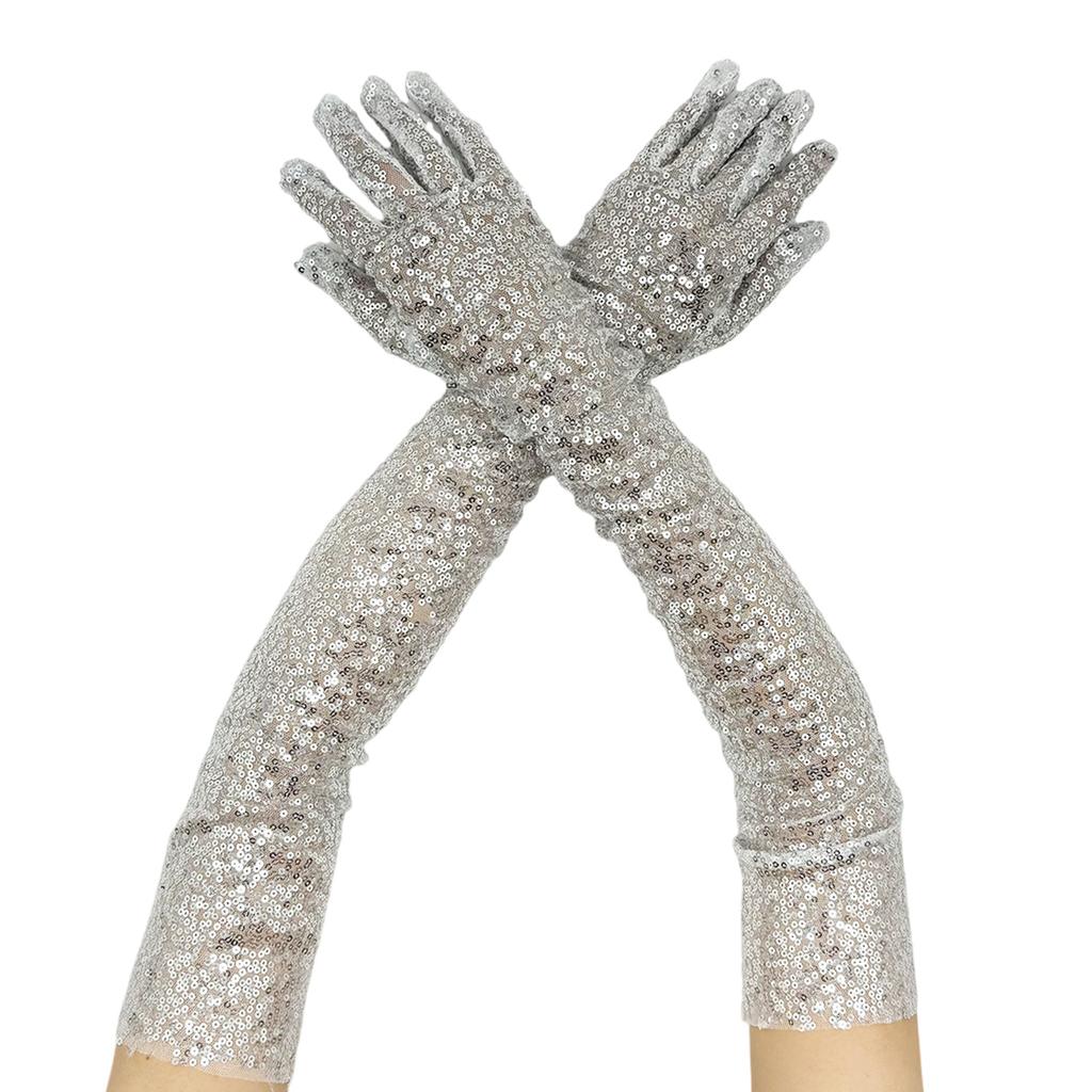 Sequined Evening Dress Gloves for Women Halloween Cosplay Costume Props Gloves Carnivals Stage Performances Gloves