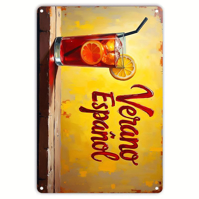 Fruit Juice Tin Sign Tiki Cocktails Coffee Whisky Tinplate Poster Classic Wall Plaque Signs Cafe Bar Billboard Art Decor Plates
