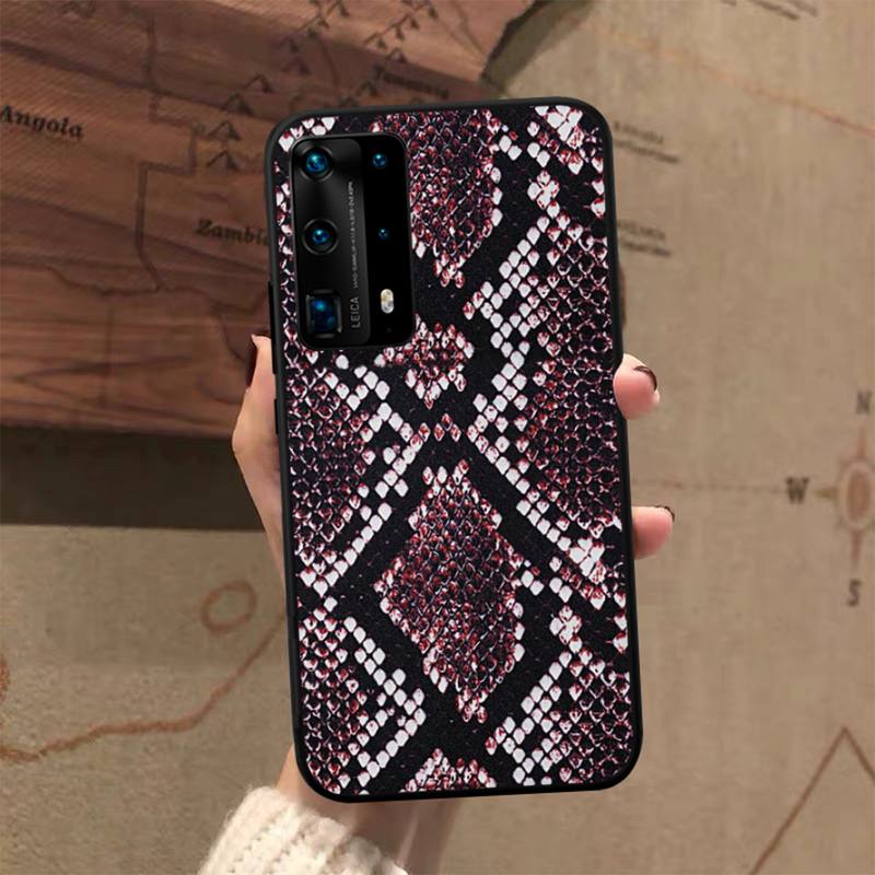 Etui na telefon ze zwierzęcym nadrukiem skóry węża dla Huawei P50 P40 E P30 P20 Pro P10 Lite P Smart Y6 Nova3E Honor10