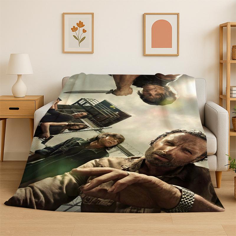 classic The Walking Dead Rick Daryl Horror TV Flannel Blanket Soft Warm Throw Blanket for Bedroom Living Room Bed Travel Picnic