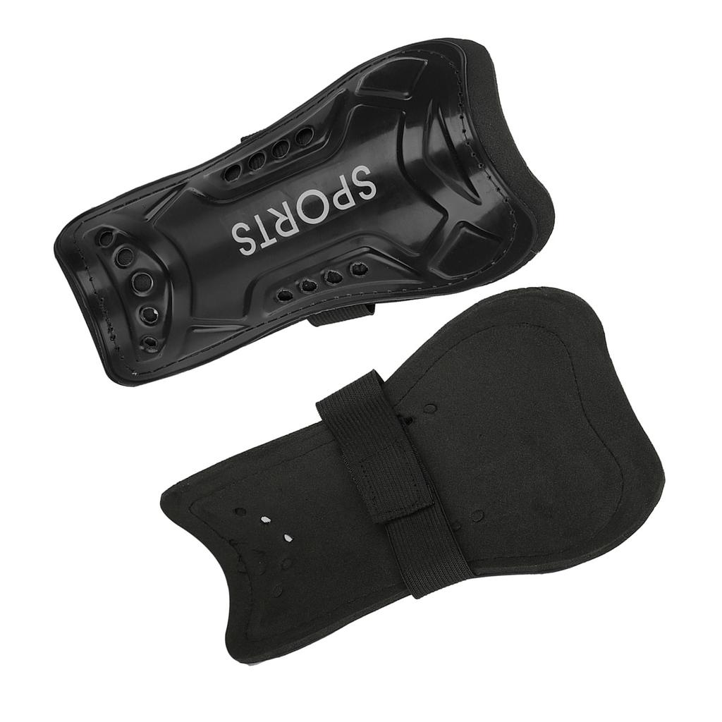 Ein Paar Kinder Fußball Schienbeinschoner Trainingsbeinschützer Sicherheitsschutz Verstellbarer Riemen (Schwarz)