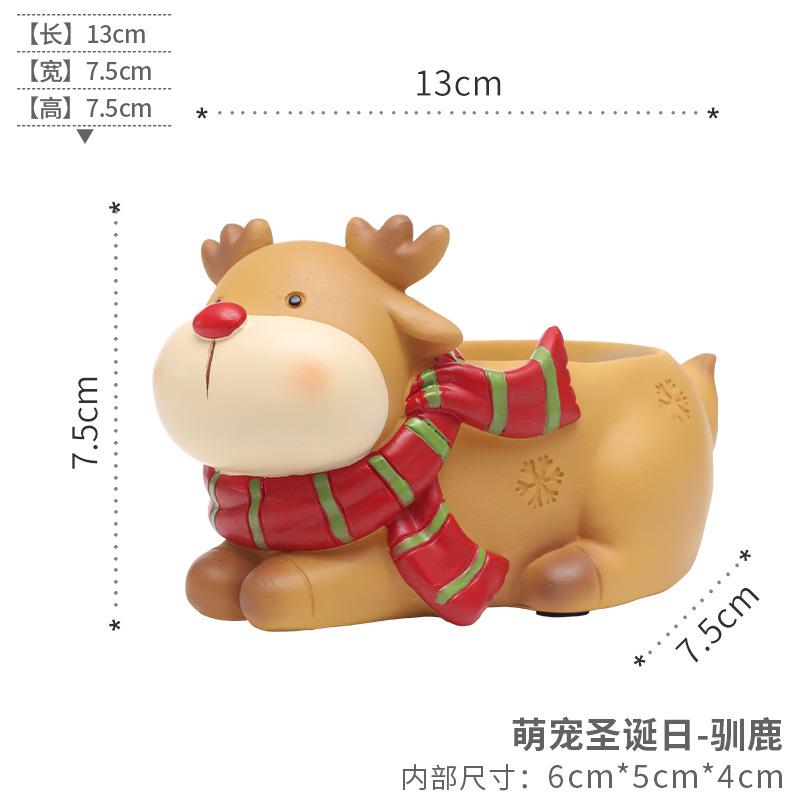 

Creative Design Potted Plants Cartoon Cute Animals Christmas Theme Succulent Flower Pots Micro Landscape Garden Courtyard Resin