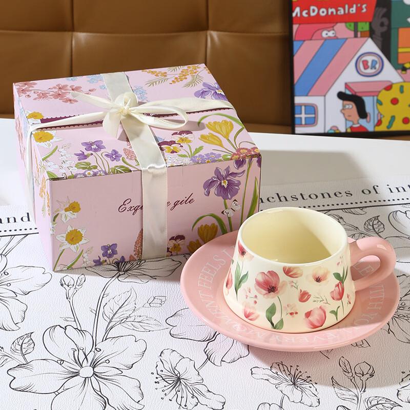 Yicheng Pink Floral Ceramic Mug