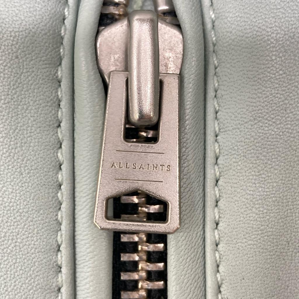 AllSaints Blue Calf Leather BALFERN BIKER Rider Jacket Jacket UK4 blueUsed