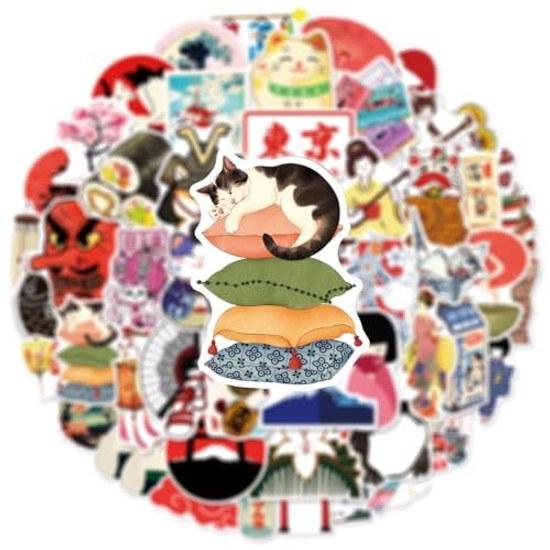 Japanese Traditional Culture Stickers 50 Pieces Laptop Notebook Motorcycle Helmet Water Bottle Luggage Skateboard Planner Waterproof Scrapbooking